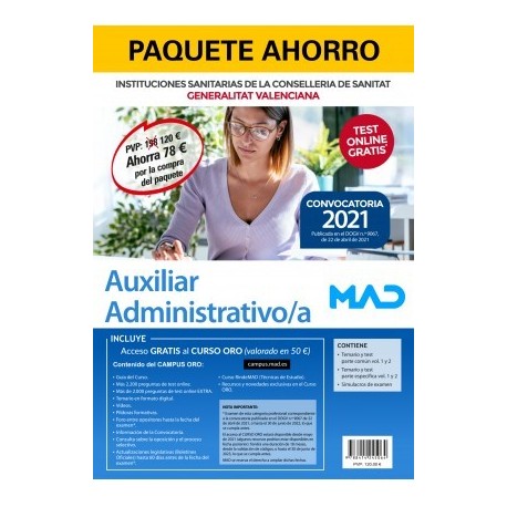 PAQUETE AHORRO AUXILIAR ADMINISTRATIVO DE INSTITUCIONES SANITARIAS DE LA CONSELLERIA DE SANITAT DE LA GENERALITAT VALENCIANA