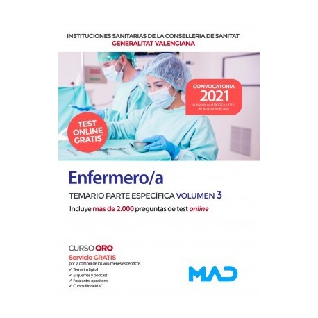 ENFERMERO/A INSTITUCIONES SANITARIAS CONSELLERIA SANITAT COMUNIDAD VALENCIANA. TEMARIO PARTE ESPECIFICA VOLUMEN 3