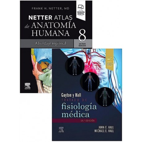 LOTE GUYTON Y HALL TRATADO DE FISOLOGIA MEDICA + NETTER ATLAS DE ANATOMIA HUMANA ABORDAJE REGIONAL