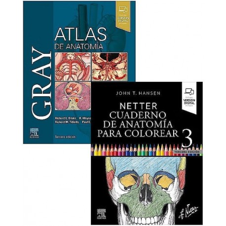LOTE GRAY ATLAS DE ANATOMIA + NETTER CUADERNO DE ANATOMIA PARA COLOREAR