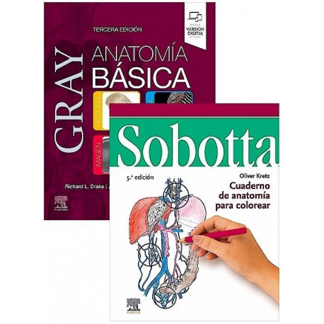 LOTE GRAY ANATOMIA BASICA + SOBOTTA CUADERNO DE ANATOMIA PARA COLOREAR