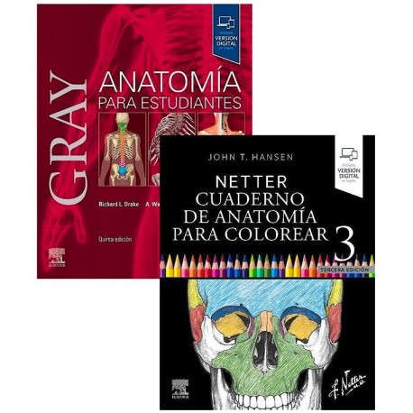 LOTE GRAY ANATOMIA PARA ESTUDIANTES + NETTER CUADERNO DE ANATOMIA PARA COLOREAR