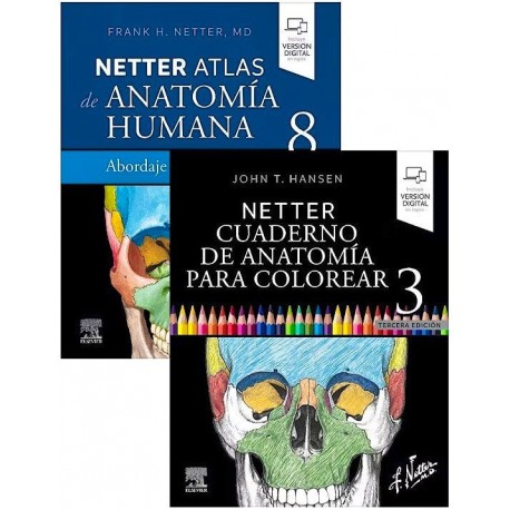 LOTE NETTER ATLAS DE ANATOMIA HUMANA ABORADAJE POR SISTEMAS + NETTER CUADERNO DE ANATOMIA PARA COLOREAR