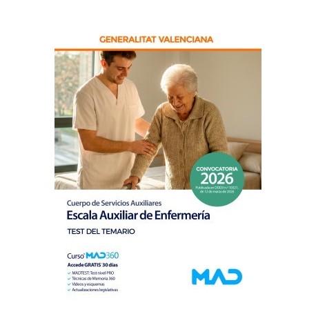 ESCALA AUXILIAR DE ENFERMERIA (C2-03-03 CUERPO DE SERVICIOS AUXILIARES GENERALITAT VALENCIANA) TEST DEL TEMARIO