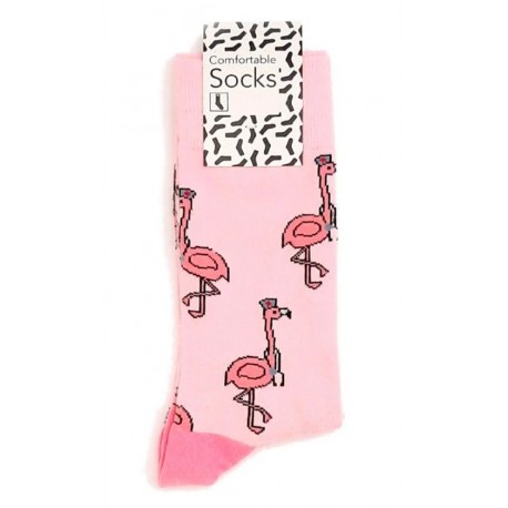 CALCETINES ESTAMPADOS CIGUEÑA ROSA TALLA 36-41