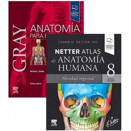 LOTE GRAY ANATOMIA PARA ESTUDIANTES + NETTER ATLAS DE ANATOMIA HUMANA ABORDAJE REGIONAL